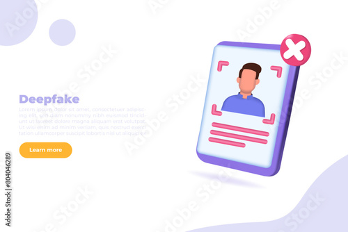 Deepfake, Deep face technology concept. Flat Vector illustration for banner, website, landing page, flyer.