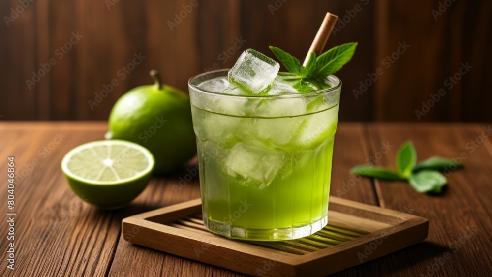 Refreshing summer cocktail with a twist of lime Refreshing summer cocktail with a twist of lime
