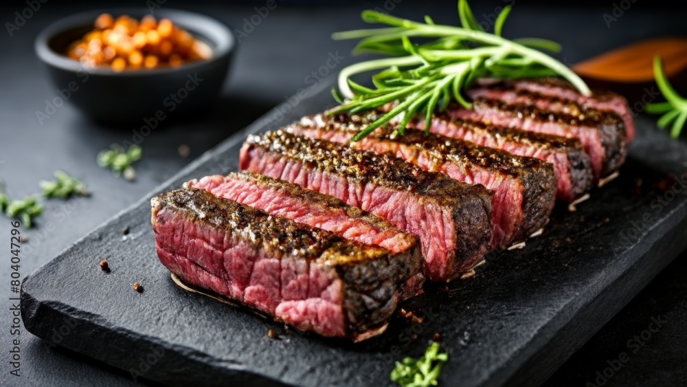  Deliciously grilled steak ready to be savored