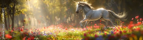 Majestic and Mythical Feywild Unicorn Emphasized for its Enchanting and Regal Qualities © acharof