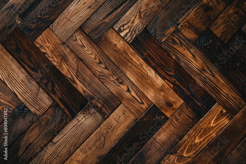 A detailed wooden floor with a classic herringbone pattern. Ideal for interior design projects