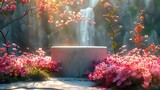 Golden Hour Elegance: Secret Garden with Pink Blooms