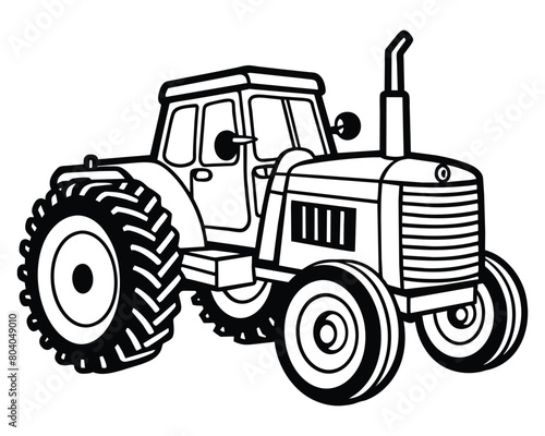 Hand Drawn Tractor for Farm on White Background