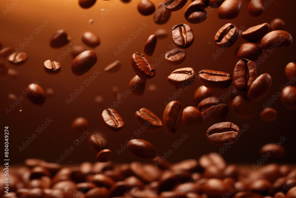 cascade of coffee beans suspended in the air cascade of coffee beans suspended in the air