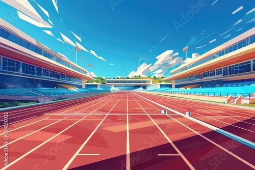 Digital illustration of a running track in a stadium  perfect for sports and fitness designs