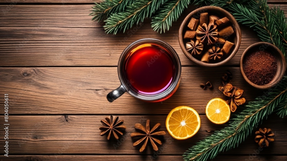 Warm holiday spices and citrus for a cozy drink Warm holiday spices and citrus for a cozy drink