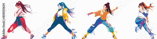 Four vector images of k-pop dancers