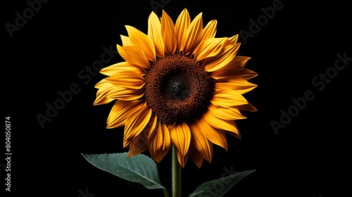 A sunflower flower on a black background