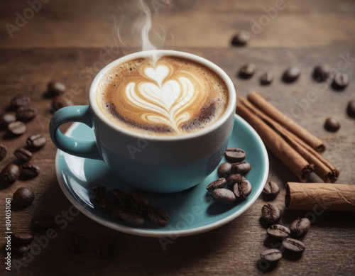 La tazzina di caff      un faro nella tempesta del mattino  circondata dai suoi fedeli guardiani  i chicchi di caff  .