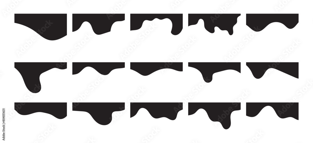 Template Dividers with Drops, Waves and Geometric Shapes. Abstract Design Elements for Top and Bottom on Website, App, Banners or Posters. Isolated Illustration on white background in eps 10.