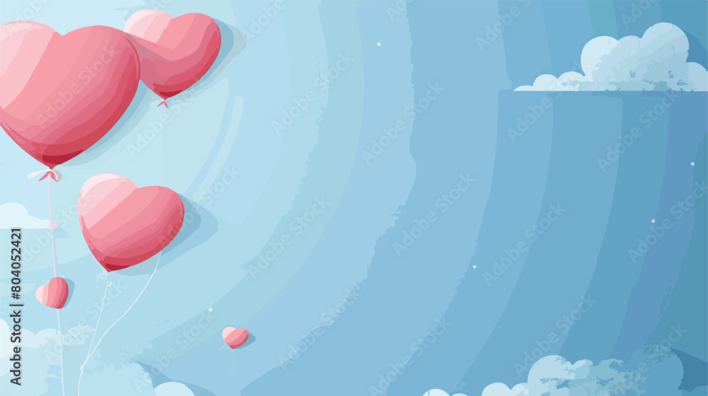 Pink heart shaped air balloons on blue background Vector