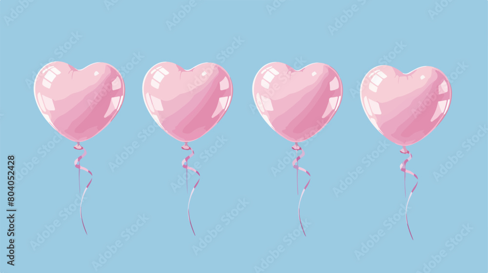 Pink heart shaped air balloons on blue background Vector