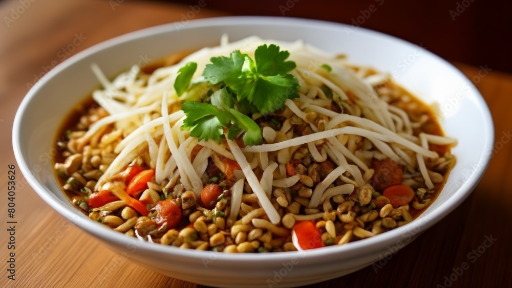 Delicious noodle dish with herbs and vegetables Delicious noodle dish with herbs and vegetables