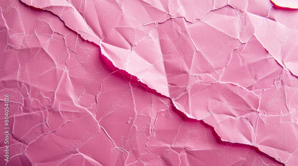 A pink paper with a lot of tears and creases A pink paper with a lot of tears and creases