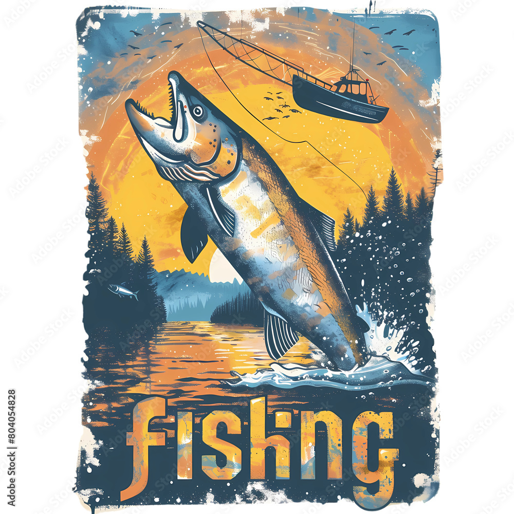Obraz premium Fishing tshirt design