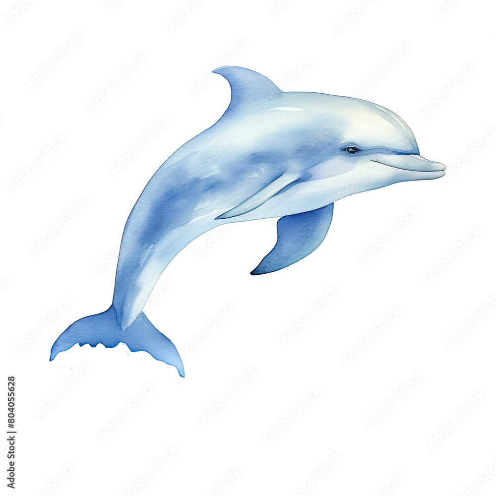 AI-Generated Watercolor Cute Dolphin jumping Clip Art Illustration. Isolated elements on a white background. AI-Generated Watercolor Cute Dolphin jumping Clip Art Illustration. Isolated elements on a white background.
