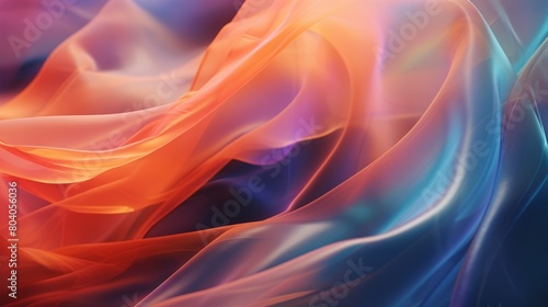 Abstract background. Blurred images of neon multi-colored translucent fabric moving with the wind