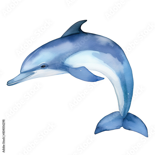 AI-Generated Watercolor Cute Dolphin jumping Clip Art Illustration. Isolated elements on a white background.