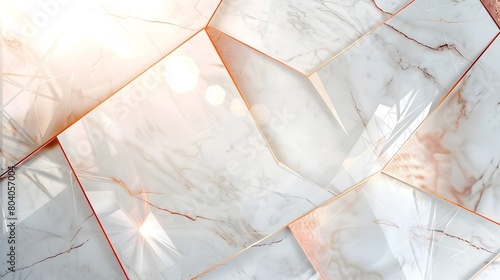Elegant Marble Geometric Abstract Background with Shimmering Polygonal Patterns and Luxurious Gradient Textures