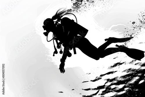 Silhouette of a person diving in the water, perfect for sports and leisure concepts