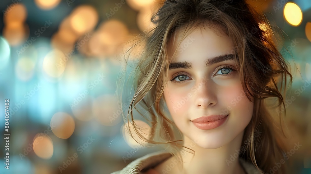 Warm and Engaging Portrait of a Serene Young Woman Warm and Engaging Portrait of a Serene Young Woman