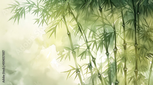 Forêt de bambou à l'aquarelle photo