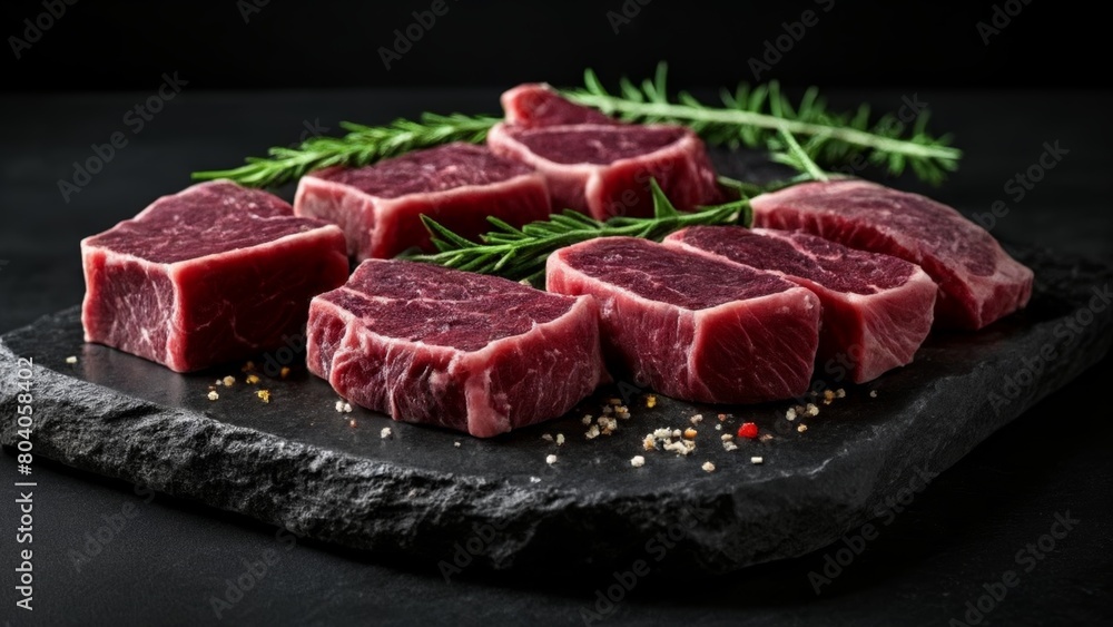 Deliciously prepared beef cubes ready to be savored Deliciously prepared beef cubes ready to be savored
