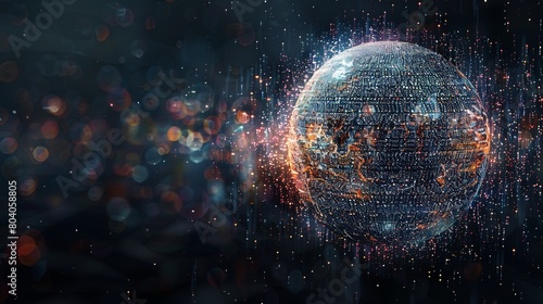 A 3D sphere hovering in a digital space  crafted from the faces of social media users  showcasing the power of networked human connections