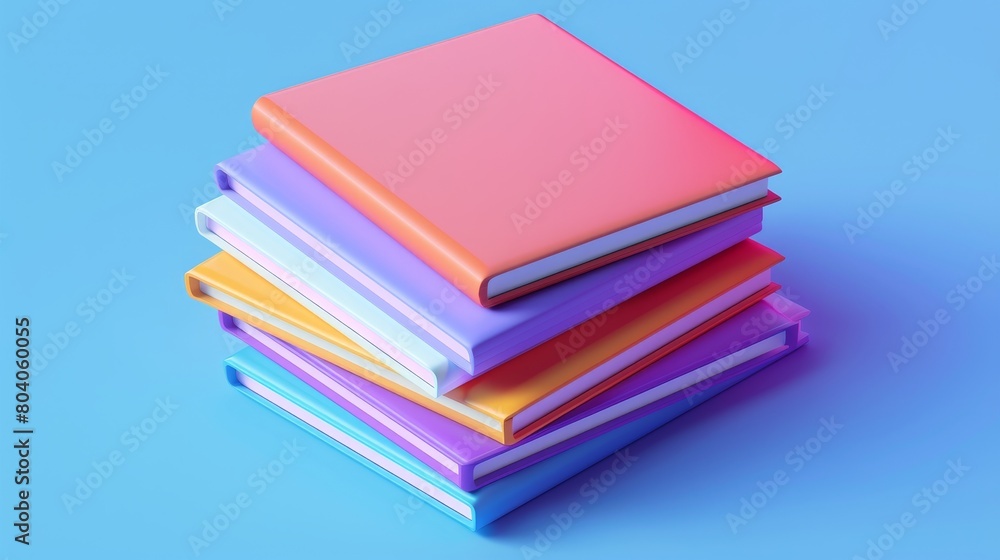Books stack, paper literature and text books in blank colored covers. Concept of education, school or home library, wisdom, knowledge, reading, 3D render illustration. Books stack, paper literature and text books in blank colored covers. Concept of education, school or home library, wisdom, knowledge, reading, 3D render illustration.