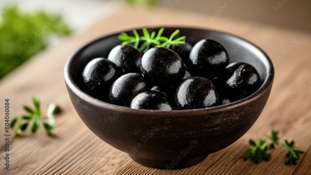 Fresh black olives in a bowl ready to be enjoyed Fresh black olives in a bowl ready to be enjoyed
