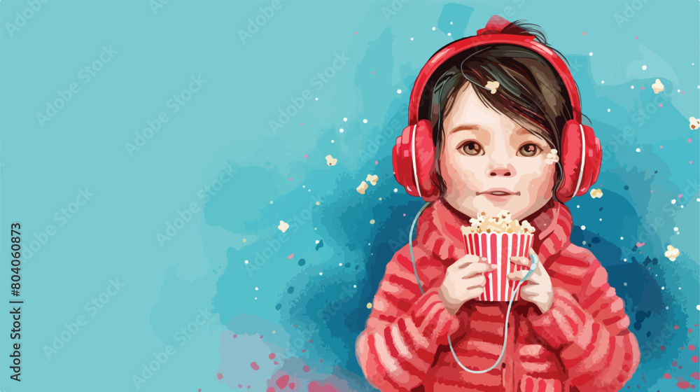 Portrait of fashionable little girl with headphones