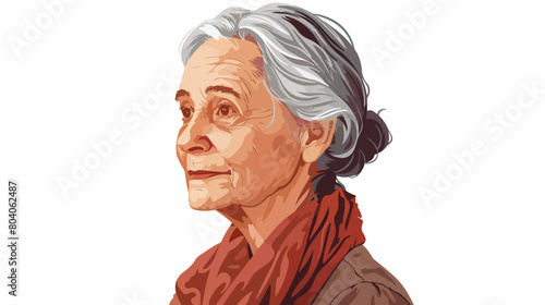 Portrait of senior woman on white background Vector style