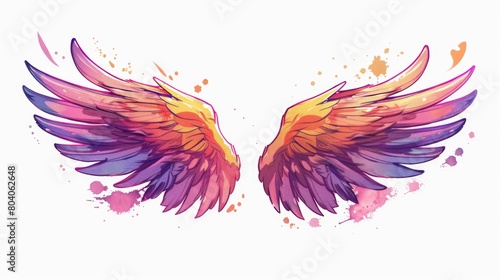 Beautiful watercolor painting of a pair of wings, perfect for various design projects