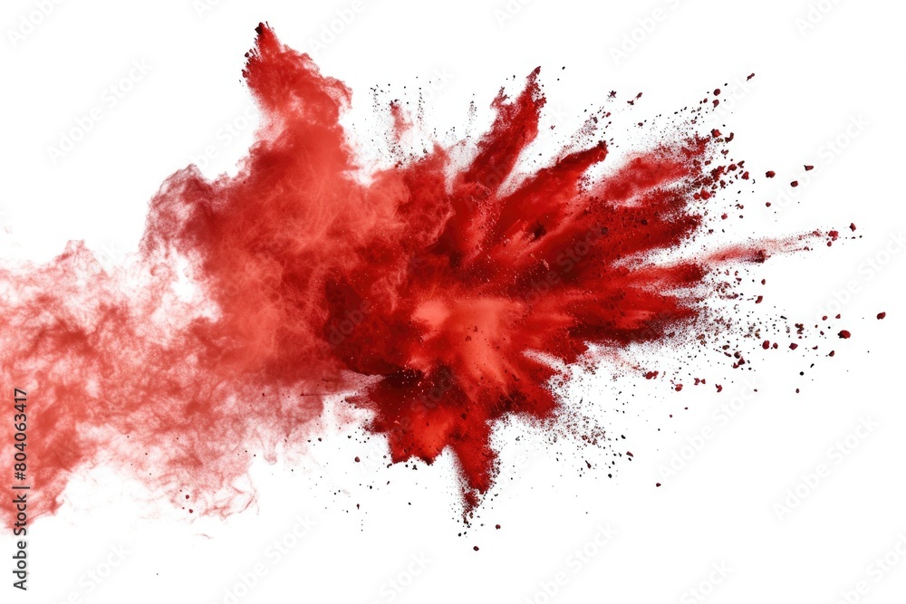 Vibrant red powder explosion on a clean white background. Perfect for advertising and promotional materials