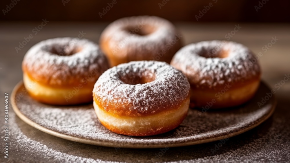  Deliciously dusted doughnuts ready to be savored