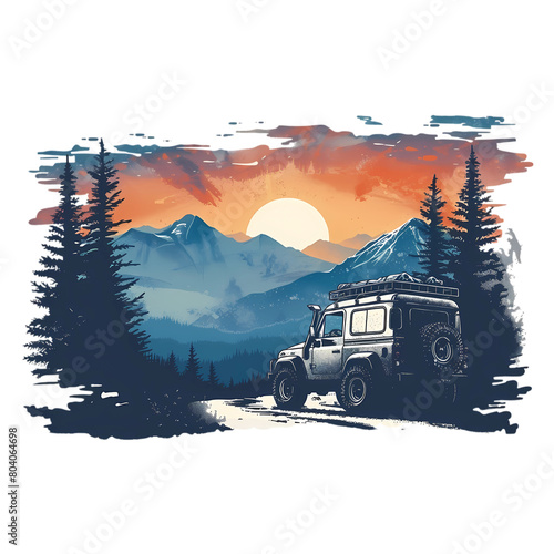 adventure car design for t shirt