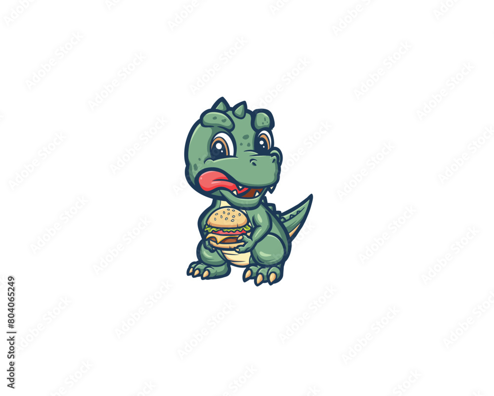 Obraz premium Dino brought burgers mascot logo