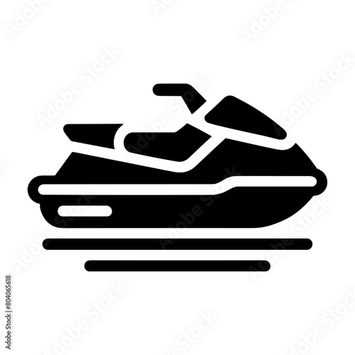 Jet Ski Monochrome Vector Icon