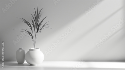 minimalist vase on empty black and white wall, Ai generated Images