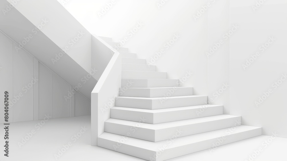 A realistic mockup of a white staircase, an interior design element. Solid modern illustration, representing a way to dream, to compete, to succeed. A realistic mockup of a white staircase, an interior design element. Solid modern illustration, representing a way to dream, to compete, to succeed.