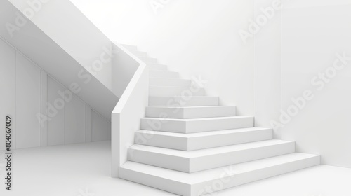 A realistic mockup of a white staircase  an interior design element. Solid modern illustration  representing a way to dream  to compete  to succeed.