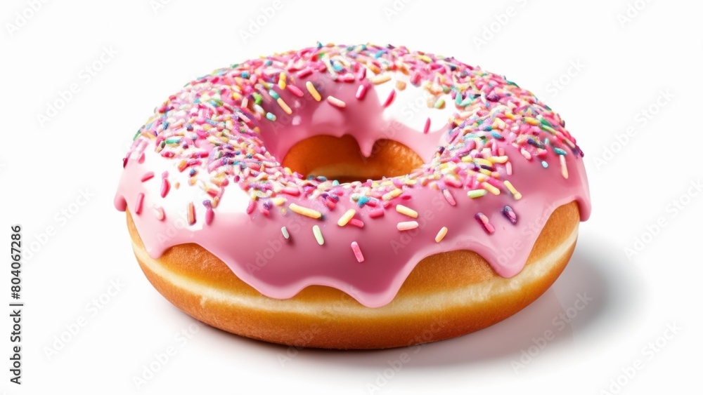 Deliciously tempting glazed doughnut with rainbow sprinkles Deliciously tempting glazed doughnut with rainbow sprinkles