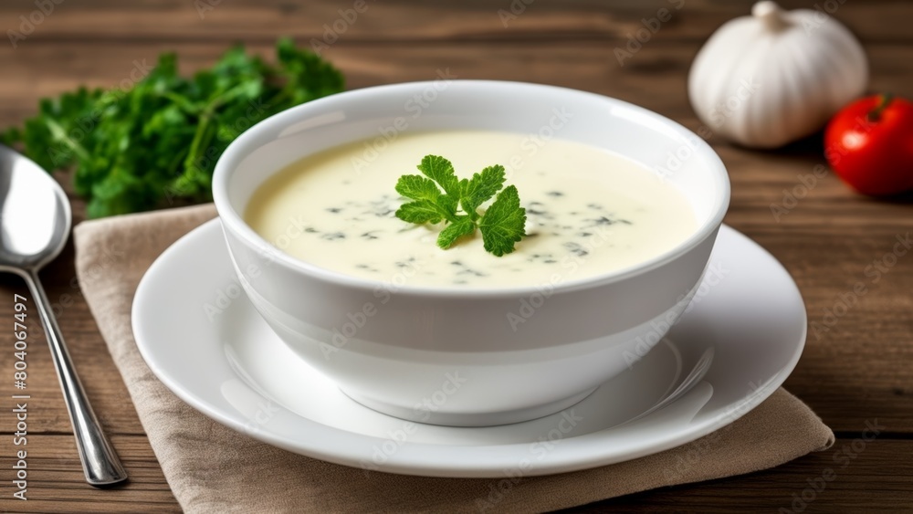 Deliciously creamy soup ready to be savored Deliciously creamy soup ready to be savored