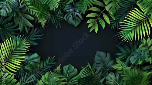 Tropical leaves background with space for text