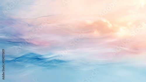 A fluid, abstract painting where layers of translucent paint create depth and movement, suggesting the flow of water or the shift of clouds across a sky. photo