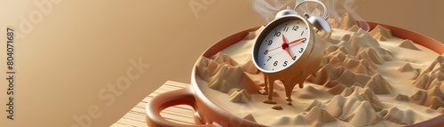 Clock melting on the side of the pot, Symbolize the urgency of taking action photo