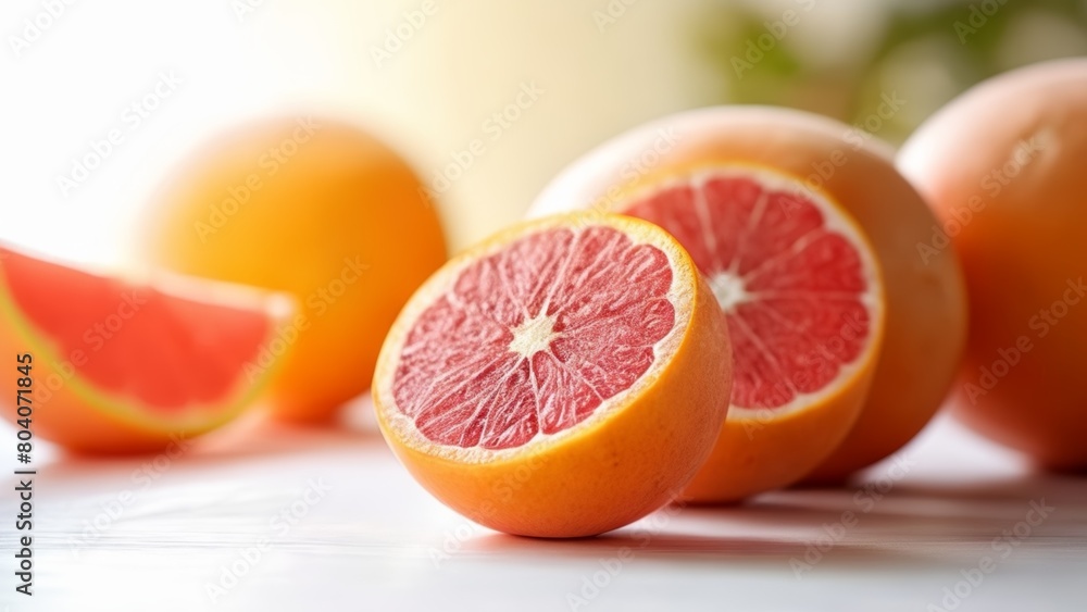 Fresh and juicy grapefruit slices ready to be enjoyed Fresh and juicy grapefruit slices ready to be enjoyed