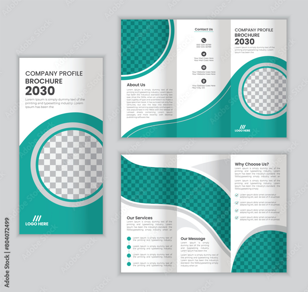 Creative company profile trifold brochure template. Creative company profile trifold brochure template.