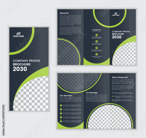 Creative company profile trifold brochure template.