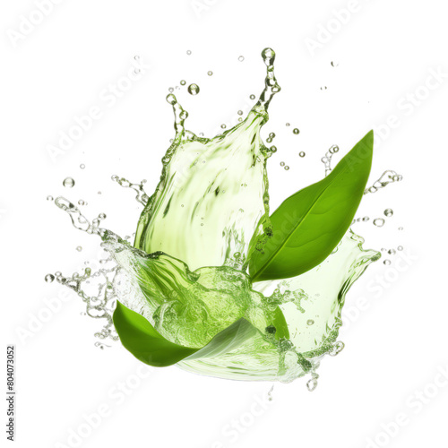 Green Tea Splash isolated on transparent png background. Generative ai